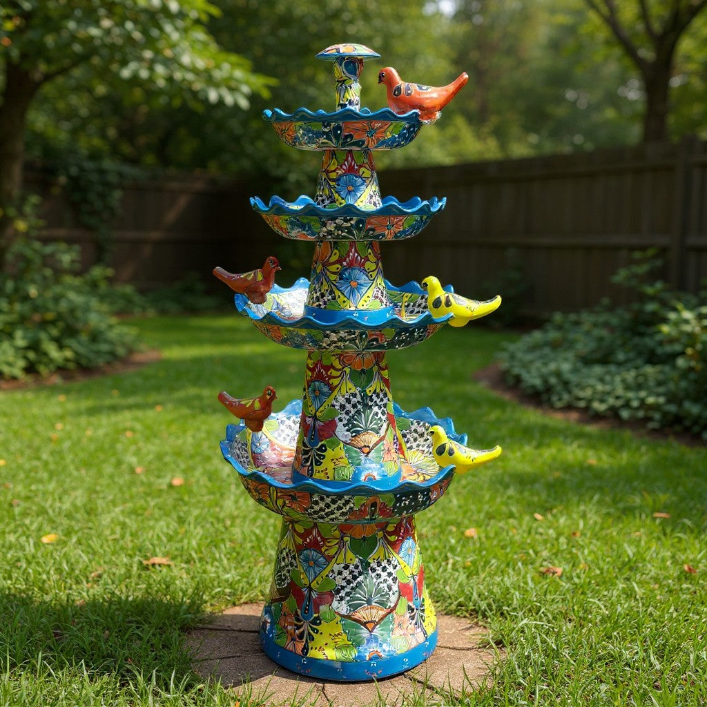Grand Talavera Garden Fountain | Handcrafted Mexican Art