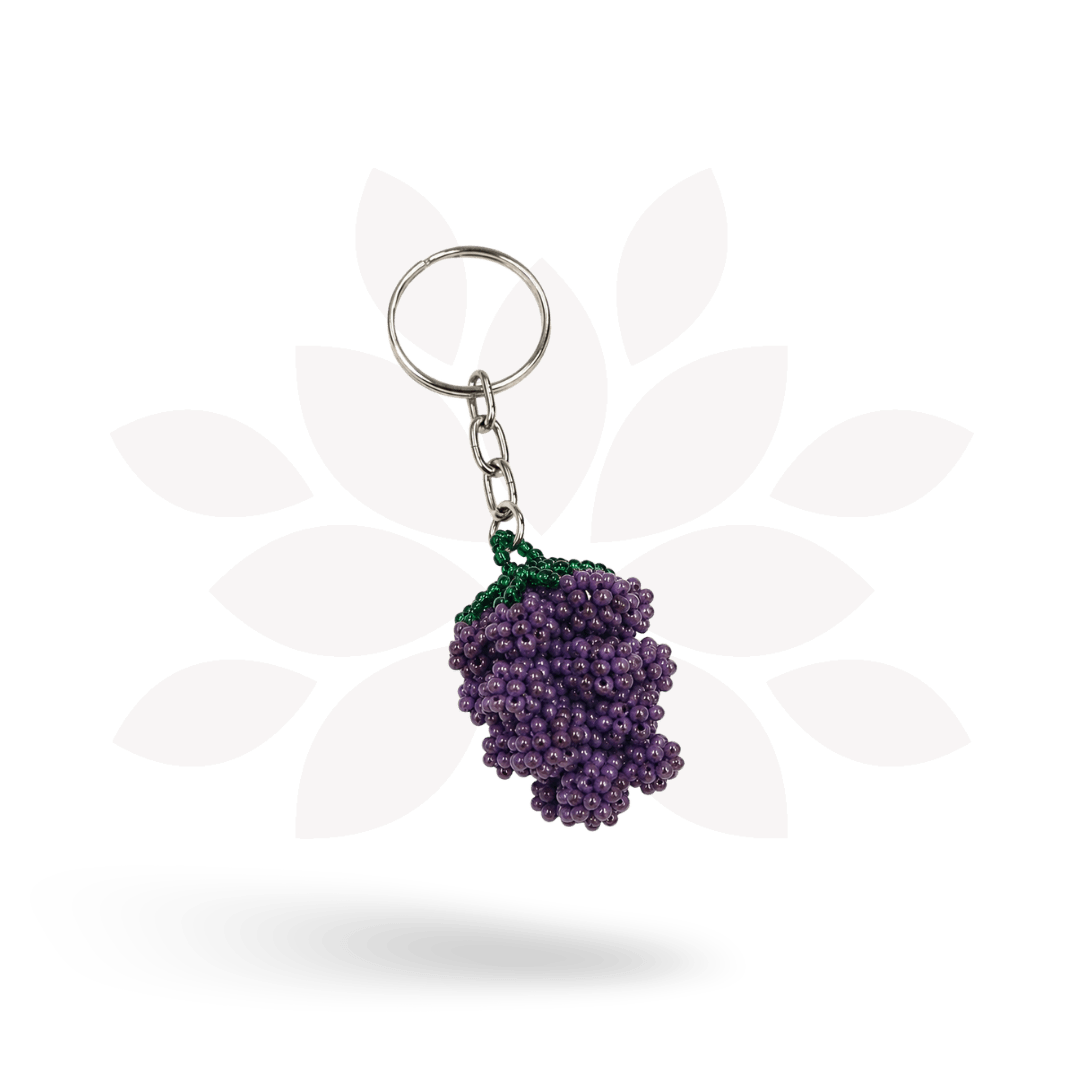 Grape Wine Lover Seed Bead Keychain - Guatemala Keychains La Vie Bien Grape Wine Lover Seed Bead Keychain - Guatemala
