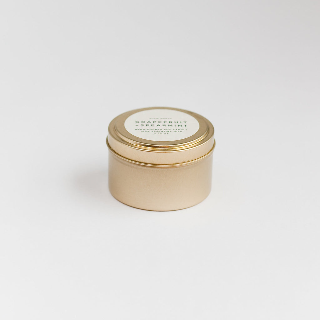 Grapefruit + Spearmint Travel Tin Candles La Vie Bien Grapefruit + Spearmint