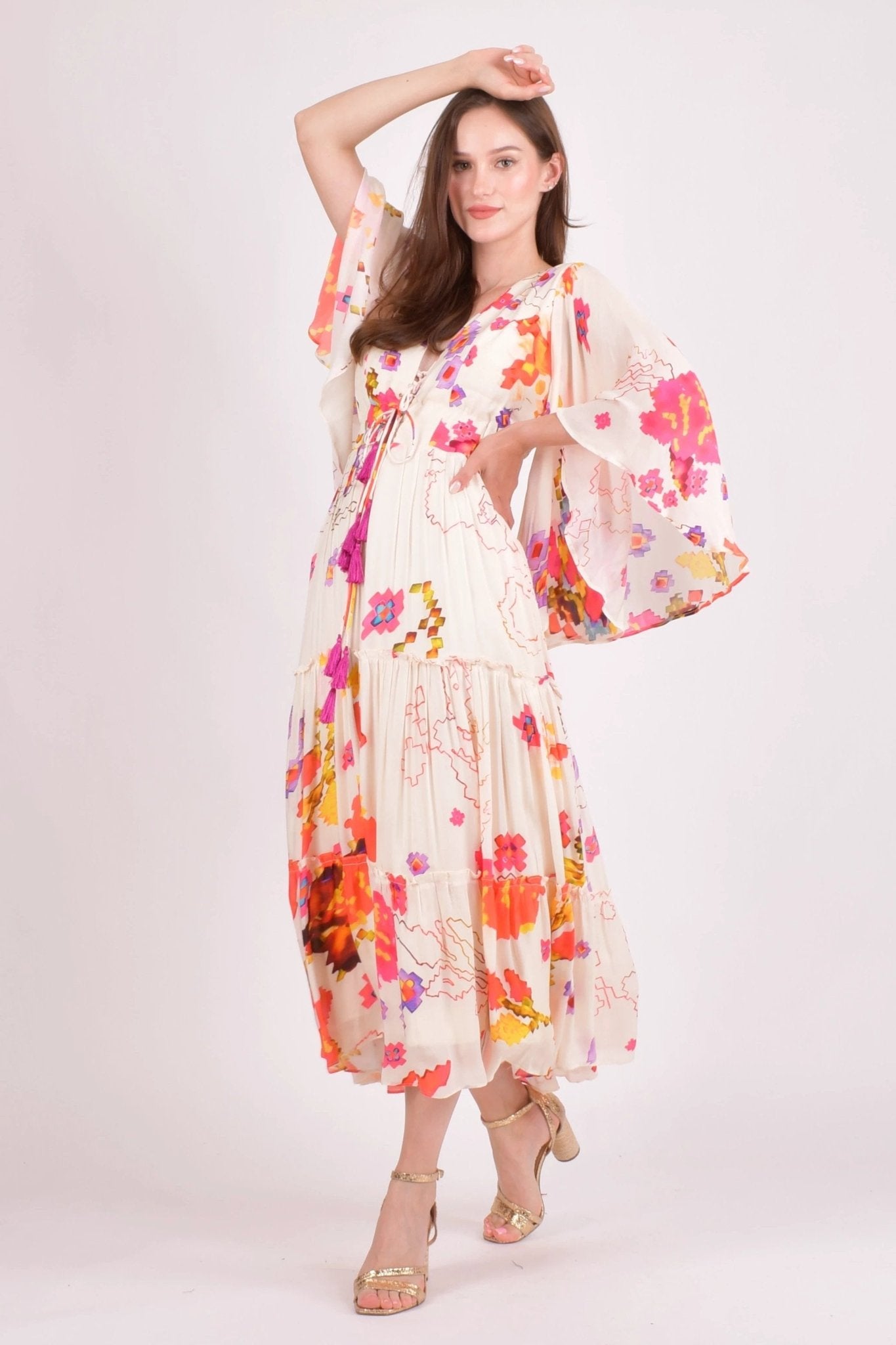 Grasie Floral Ruffle Maxi Dress by Raas