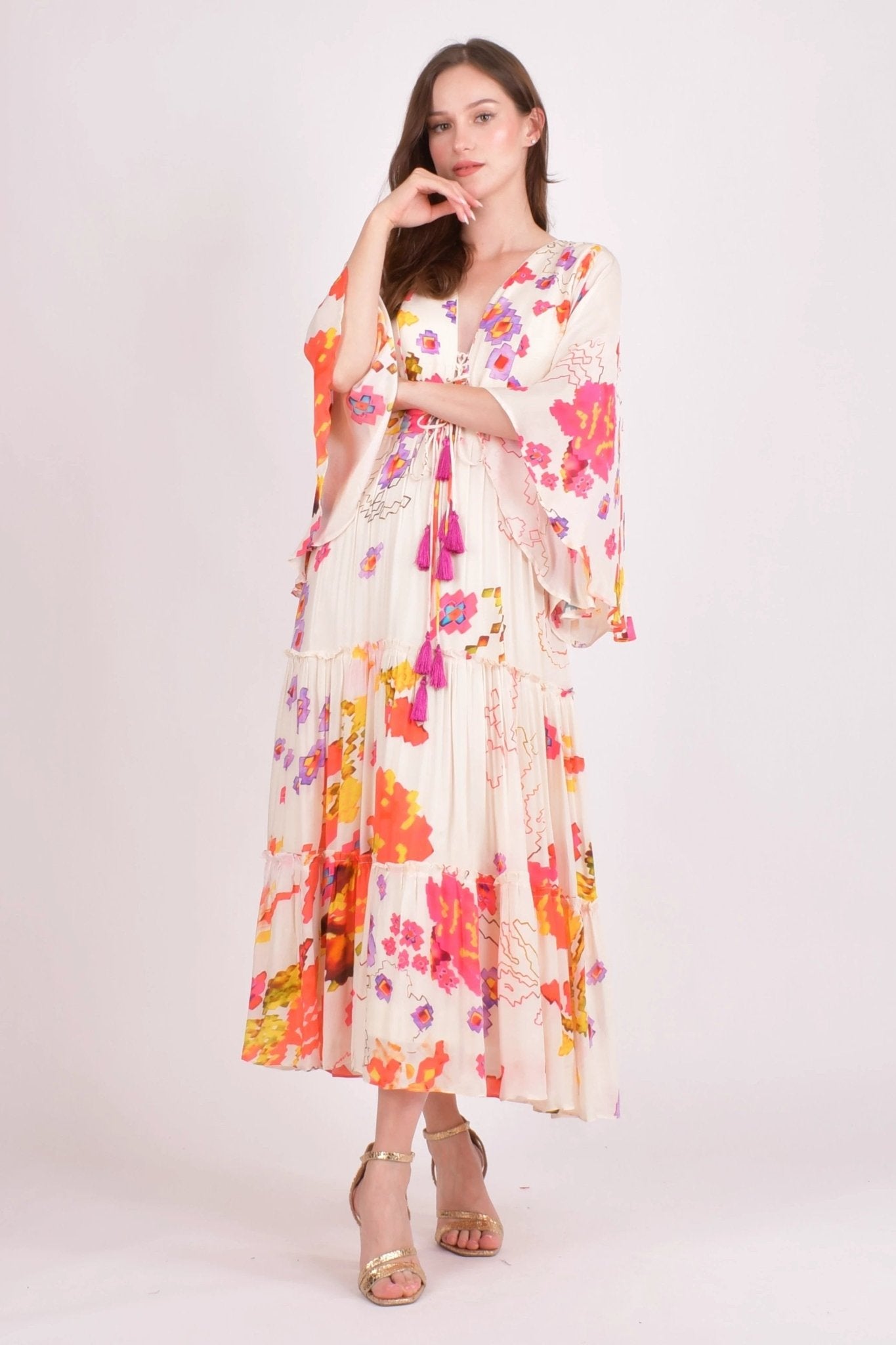 Grasie Floral Ruffle Maxi Dress by Raas