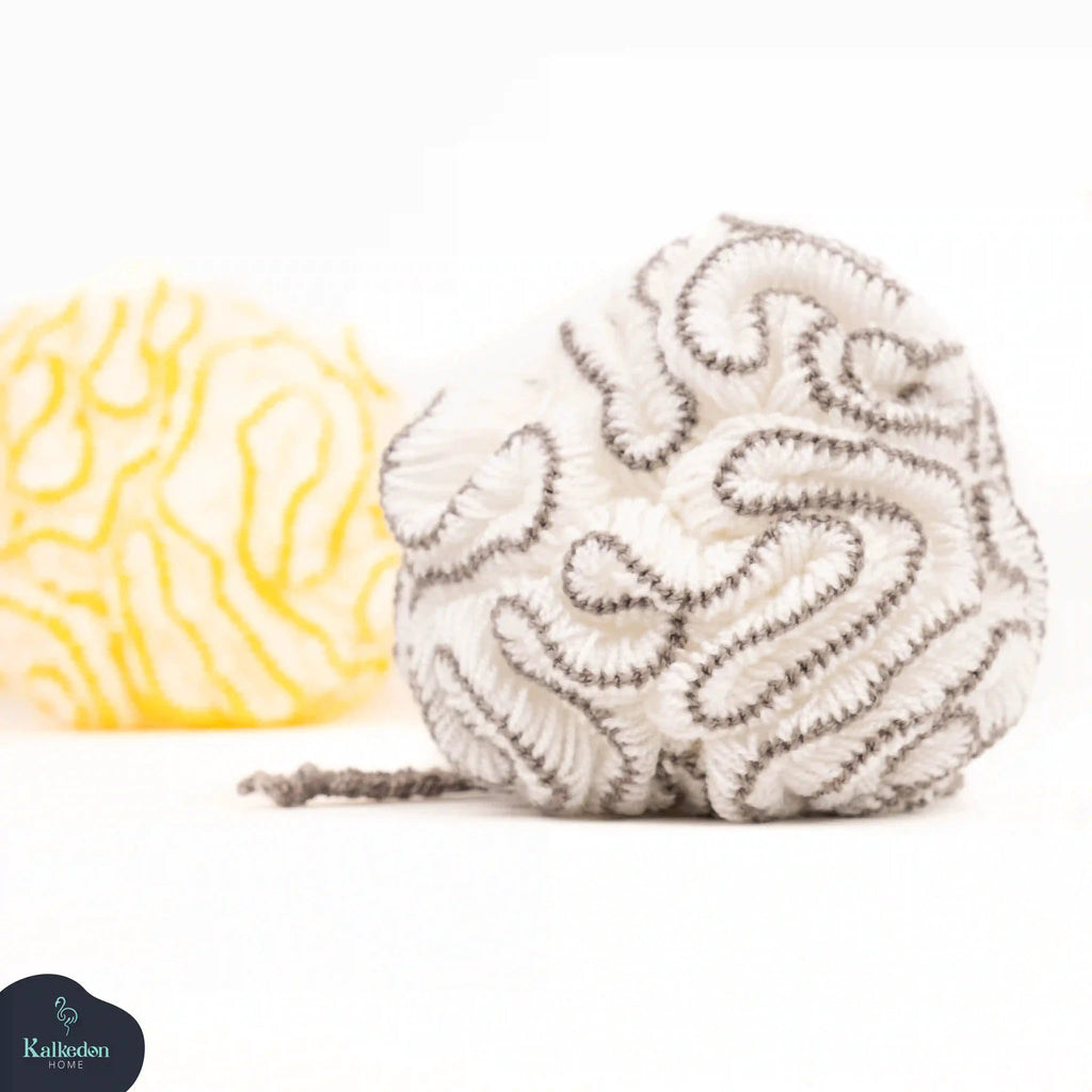 Organic Cotton Shower Pouf by Kalkedon Towels