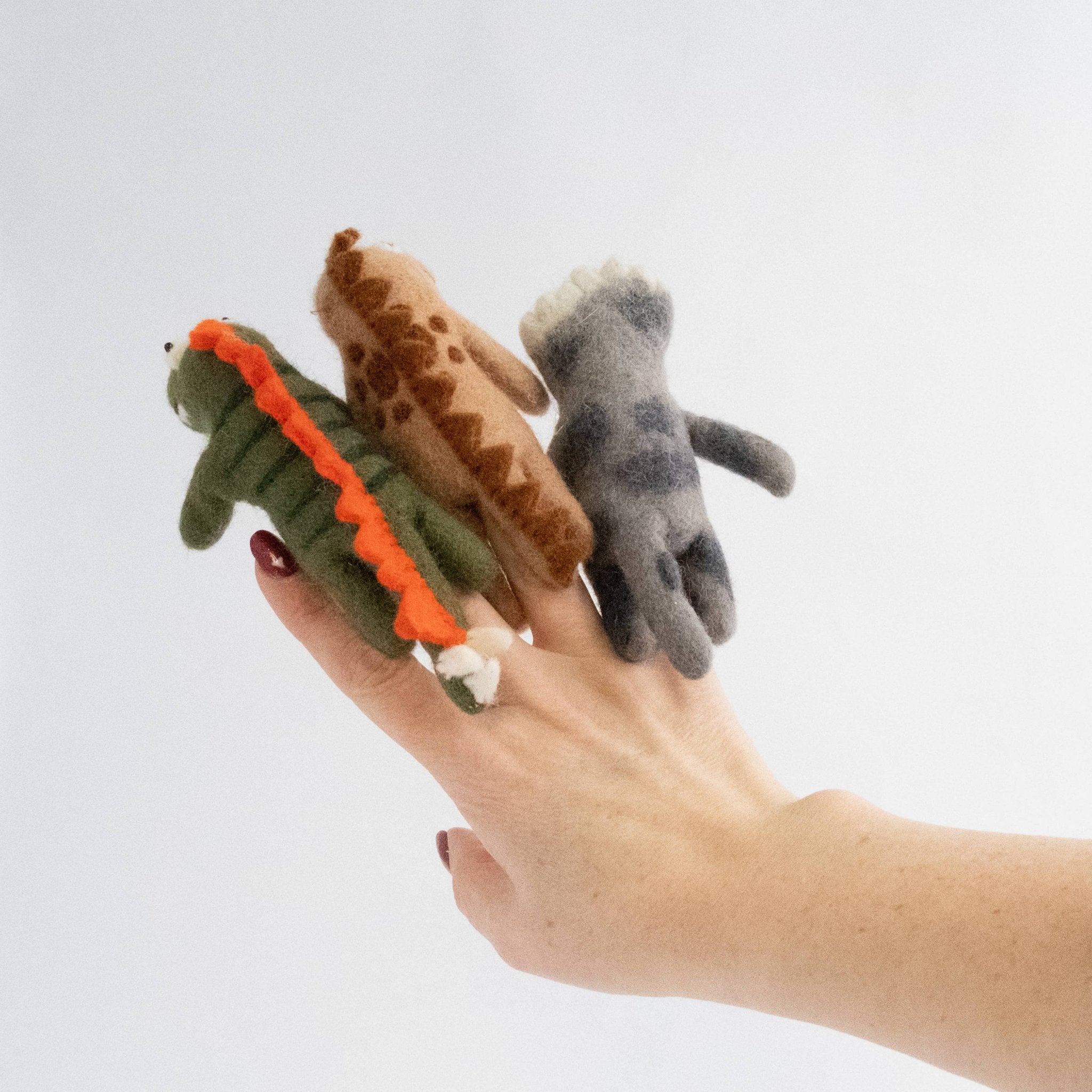 Gray triceratops Felt dinosaur Finger Handmade Puppets - Sensory Play - Made in Nepal (Copy) La Vie Bien Gray triceratops Felt dinosaur Finger Handmade Puppets - Sensory Play - Made in Nepal (Copy)