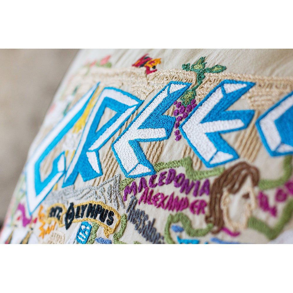 Greece Hand - Embroidered Pillow Pillows La Vie Bien Greece Hand - Embroidered Pillow