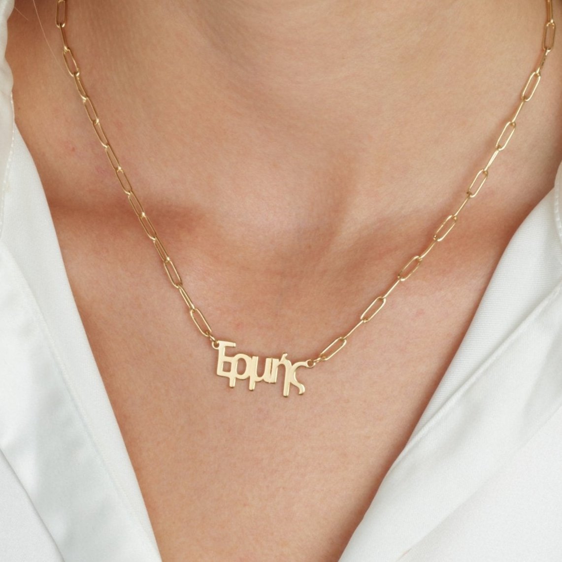 Greek Paperclip Name Necklace La Vie Bien Greek Paperclip Name Necklace