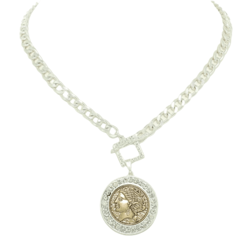 Greek Roman Goddess Coin Pendant Necklace | Ancient Mythology Fashion Jewelry