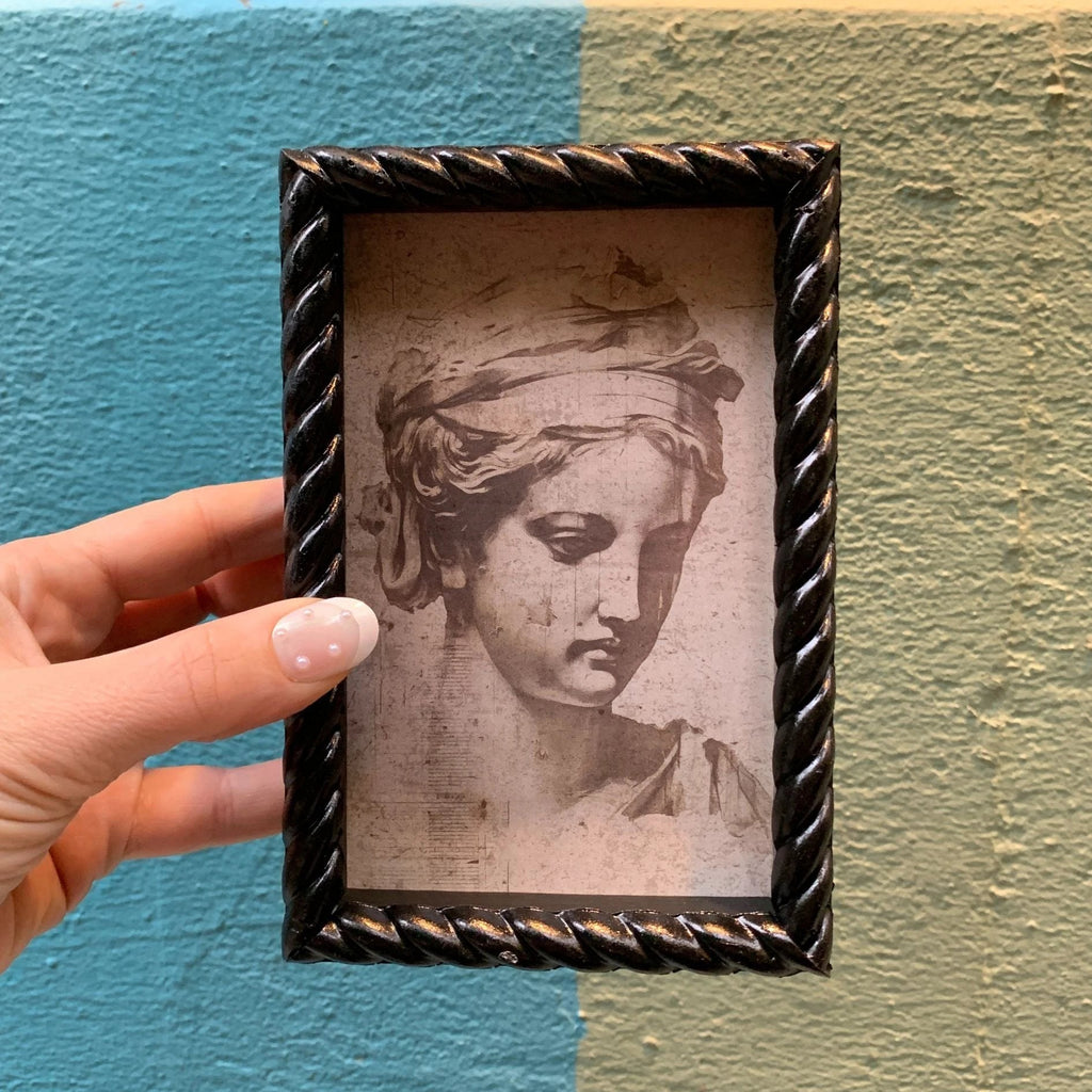 Greek Sketch Inset Box Sign | Wall Desk Wooden Decor | 4" x 6" by The Bullish Store