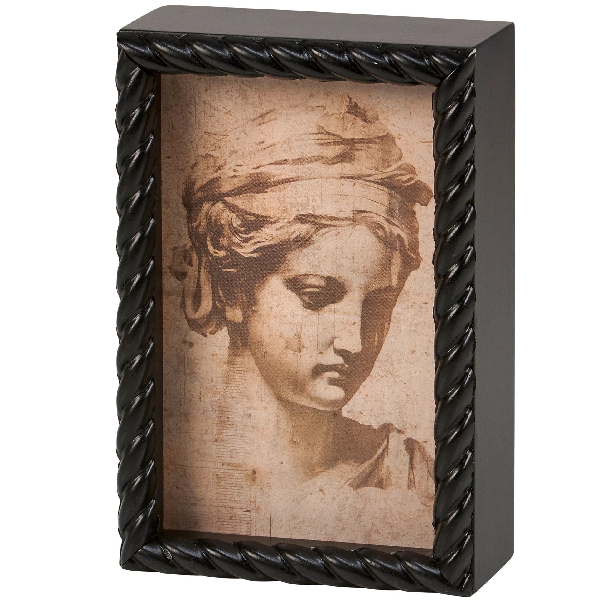 Greek Sketch Inset Box Sign | Wall Desk Wooden Decor | 4" x 6" by The Bullish Store