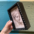 Greek Sketch Inset Box Sign | Wall Desk Wooden Decor | 4" x 6" by The Bullish Store