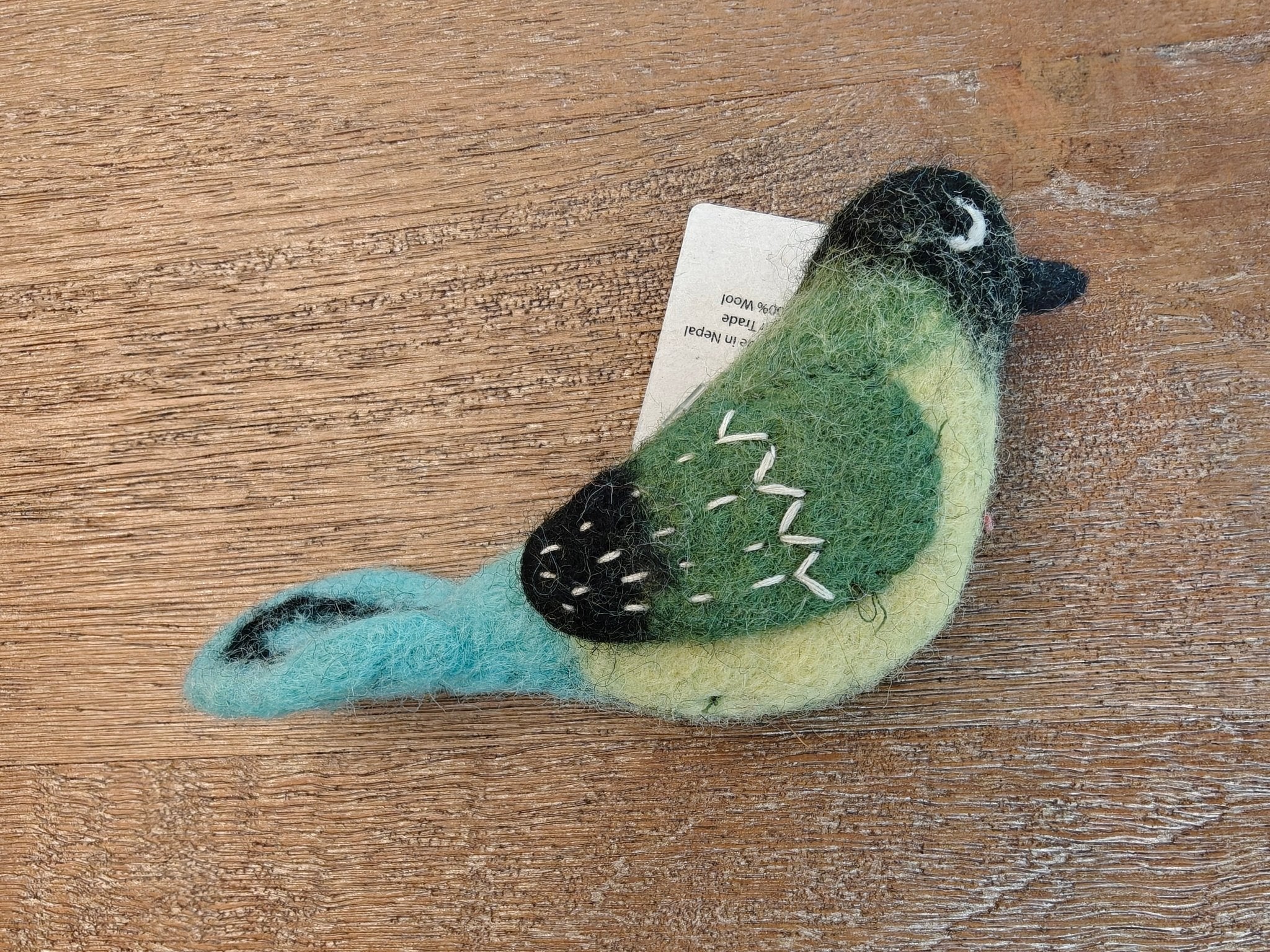 Green, black, yellow and teal bird handmade felt Finger Puppet - Sensory Play for kids - Birds collection La Vie Bien Green, black, yellow and teal bird handmade felt Finger Puppet - Sensory Play for kids - Birds collection