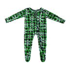 Green Buffalo Plaid Snowflake Family Matching Zip Footie Onesie La Vie Bien Green Buffalo Plaid Snowflake Family Matching Zip Footie