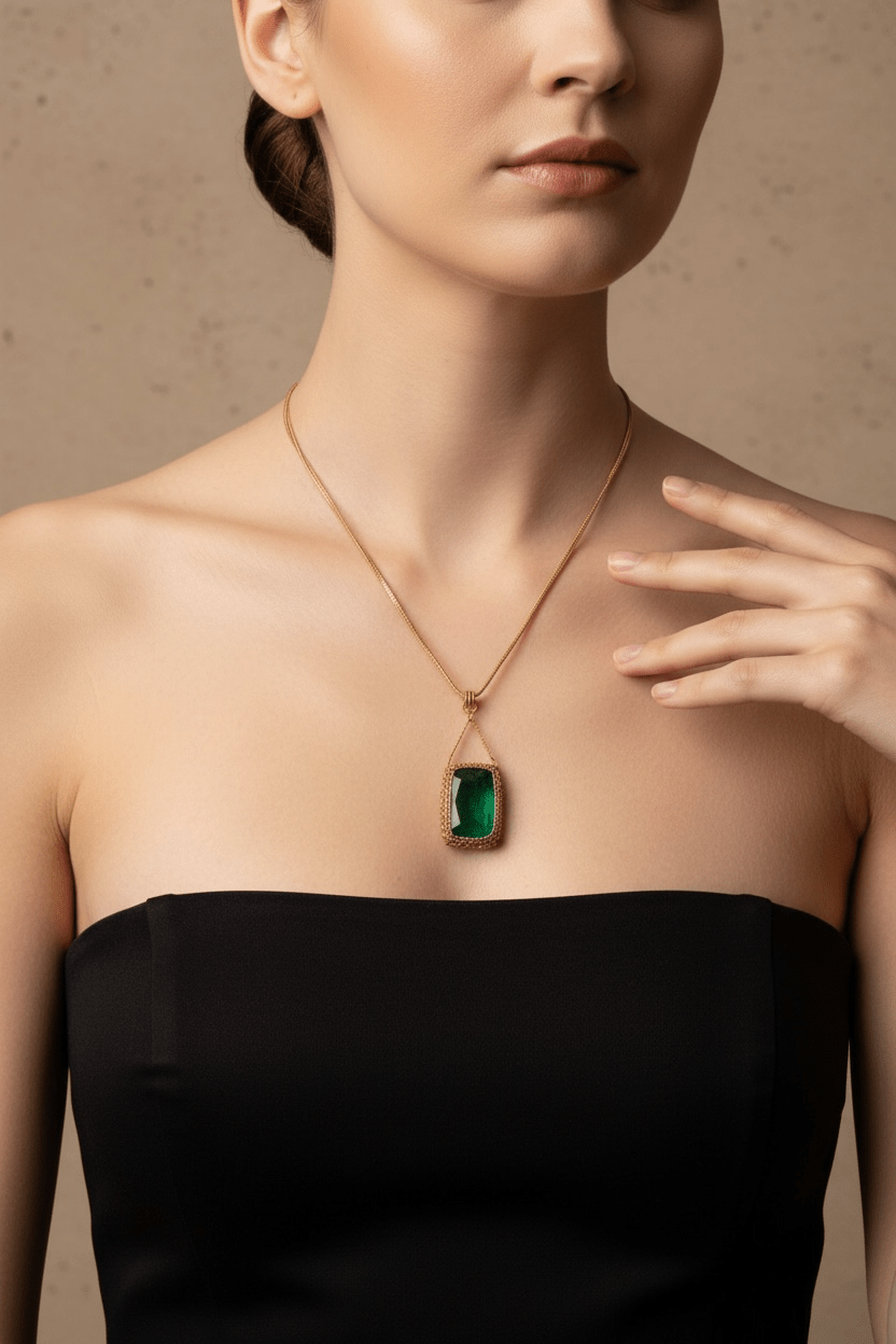 Green Czech crystal necklace Necklace La Vie Bien Green Czech crystal necklace
