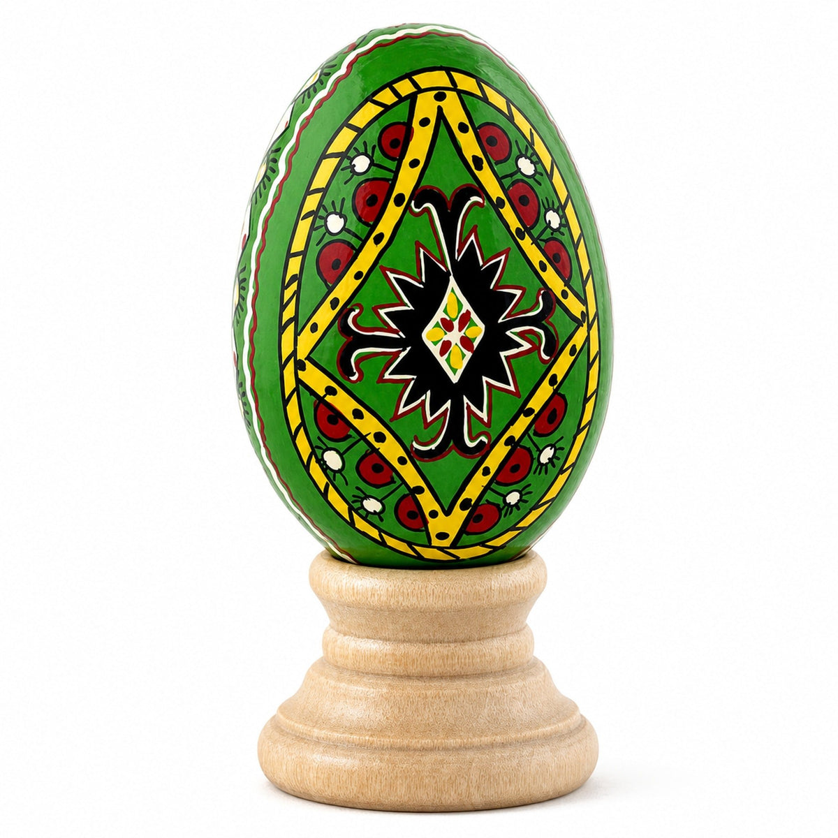 Green Diamond Hand Painted Wooden Pysanky Easter Egg Easter Eggs > Wooden > Singles La Vie Bien Green Diamond Hand Painted Wooden Pysanky Easter Egg