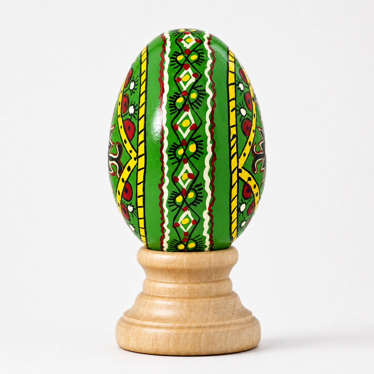 Green Diamond Hand Painted Wooden Pysanky Easter Egg Easter Eggs > Wooden > Singles La Vie Bien Green Diamond Hand Painted Wooden Pysanky Easter Egg