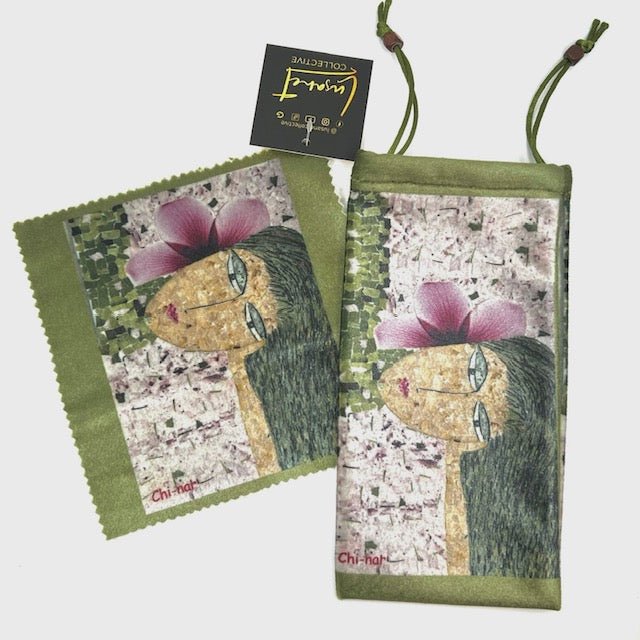 Green Eye Glass Cover & Lens Cleaning Fabric Eyewear Cases & Holders La Vie Bien Green Eye Glass Cover & Lens Cleaning Fabric