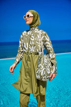 Green Full Coverage Modest Swimwear Set for Women R2506 Covered Burkini Swimwear La Vie Bien Green Full Coverage Modest Swimwear Set for Women R2506
