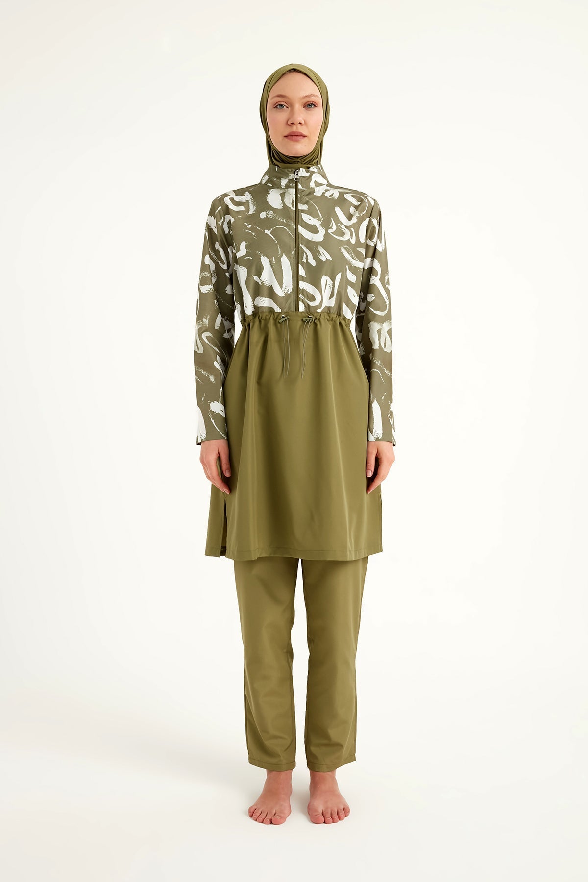 Green Full Coverage Modest Swimwear Set for Women R2506 Covered Burkini Swimwear La Vie Bien Green Full Coverage Modest Swimwear Set for Women R2506