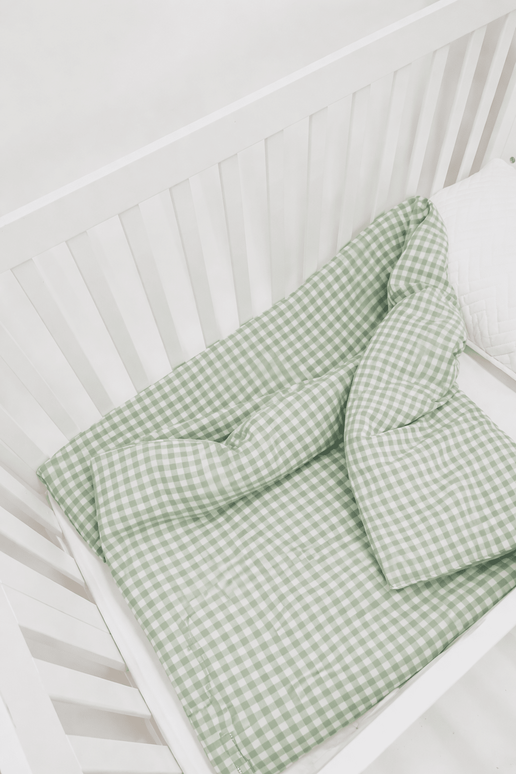 Green Gingham Crib Quilted Blanket La Vie Bien Green Gingham Crib Quilted Blanket