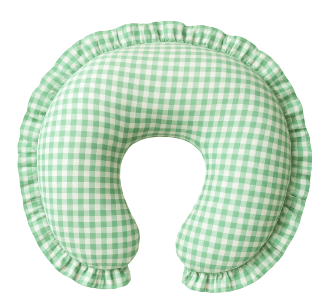 Green Gingham Ruffle Nursing Pillow Cover La Vie Bien Green Gingham Ruffle Nursing Pillow Cover