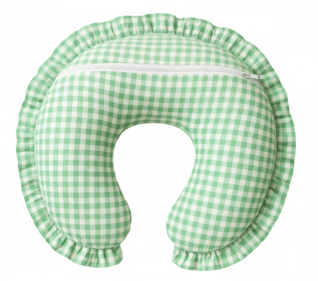 Green Gingham Ruffle Nursing Pillow Cover La Vie Bien Green Gingham Ruffle Nursing Pillow Cover
