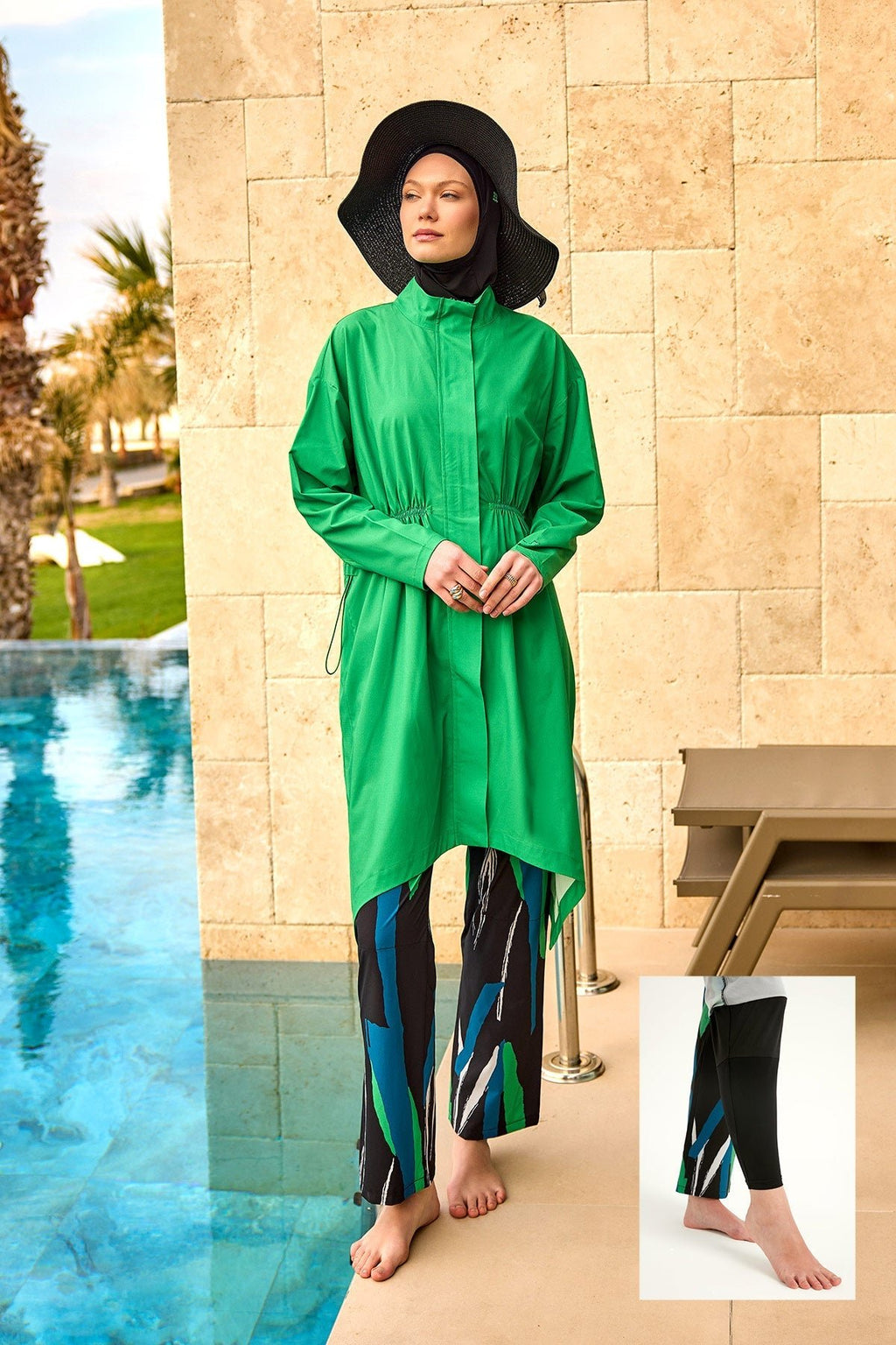 Green High Performance Full Coverage Burkini Set M2503-1 Covered Burkini Swimwear La Vie Bien Green High Performance Full Coverage Burkini Set M2503-1