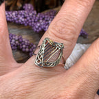 Green Isle Celtic Harp Ring - Irish Ring in Sterling Silver Ring La Vie Bien Green Isle Celtic Harp Ring - Irish Ring in Sterling Silver