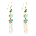 Green Multi Stone Golden Drop Earrings by Barse Jewelry