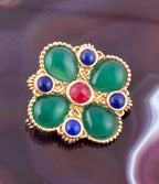 Green Onyx Mixed Stone Golden Brooche by Barse Jewelry