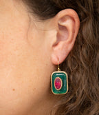 Green Onyx Stacked Red Stone Golden Drop Earrings Earrings La Vie Bien Green Onyx Stacked Red Stone Golden Drop Earrings