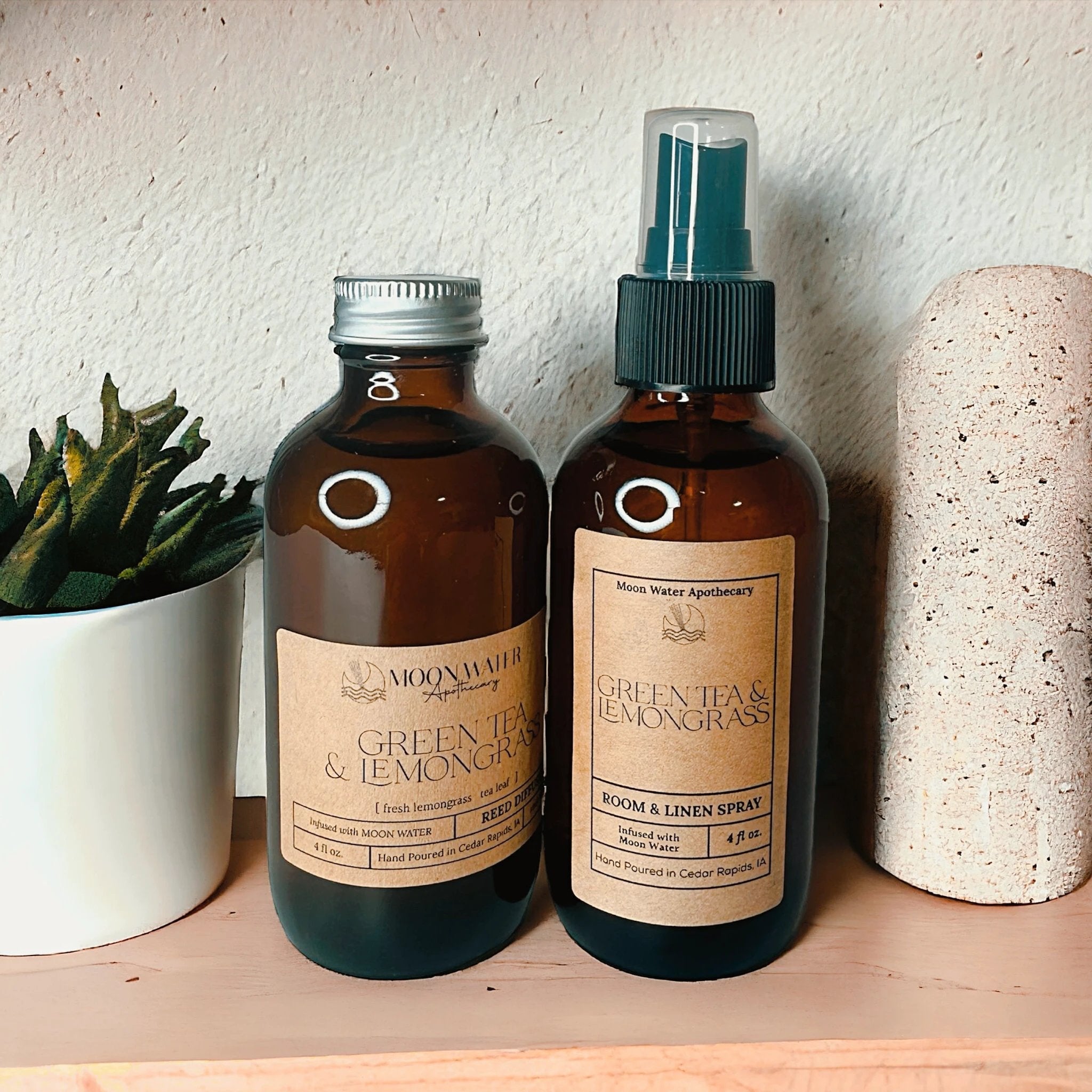 Green Tea & Lemongrass - REED DIFFUSER - by Moon Water Apothecary!