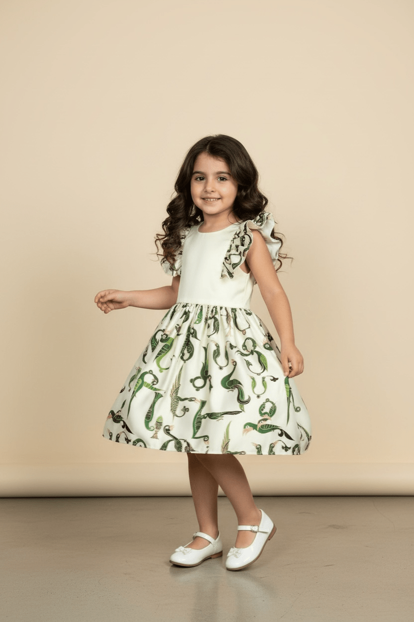 Green Trchnagir kids Dress Armenian Alphabet Kids dress La Vie Bien Green Trchnagir kids Dress