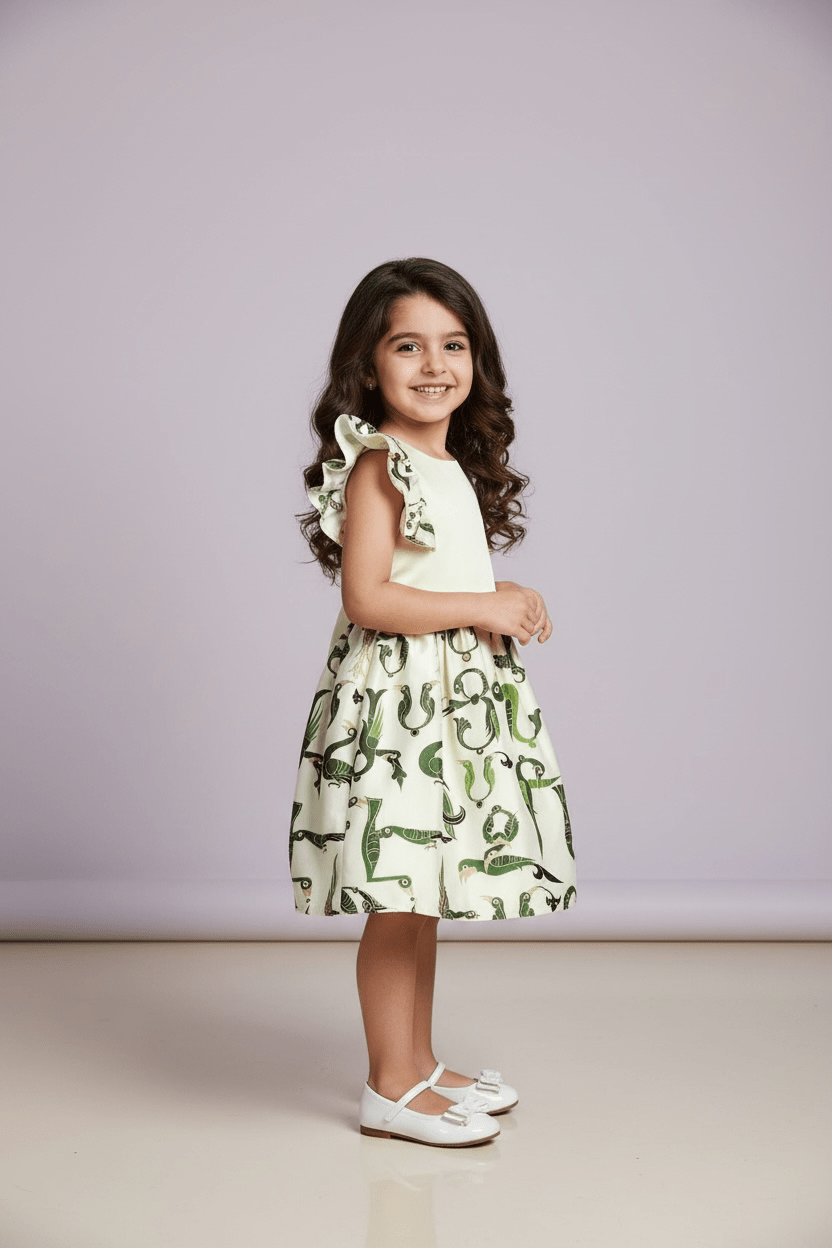 Green Trchnagir kids Dress Armenian Alphabet Kids dress La Vie Bien Green Trchnagir kids Dress