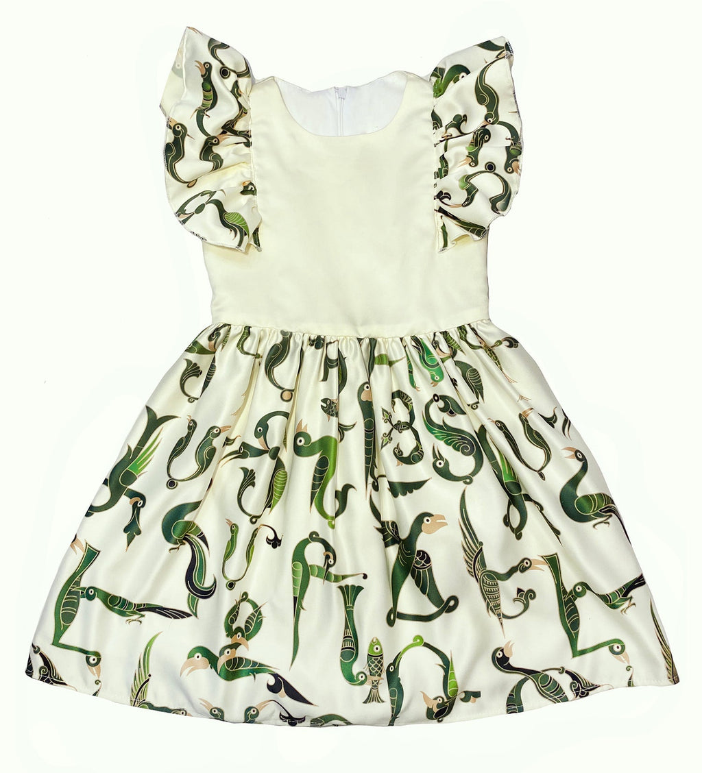 Green Trchnagir kids Dress Armenian Alphabet Kids dress La Vie Bien Green Trchnagir kids Dress