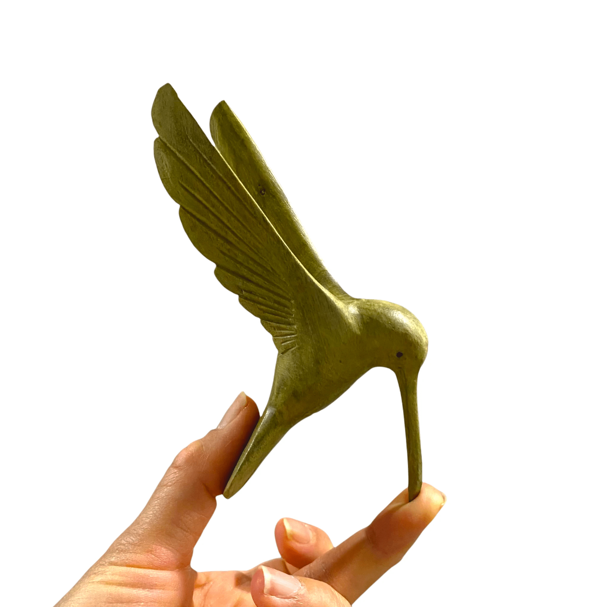 Green Wood Hummingbird Figurine Decoration by Music Frog Co