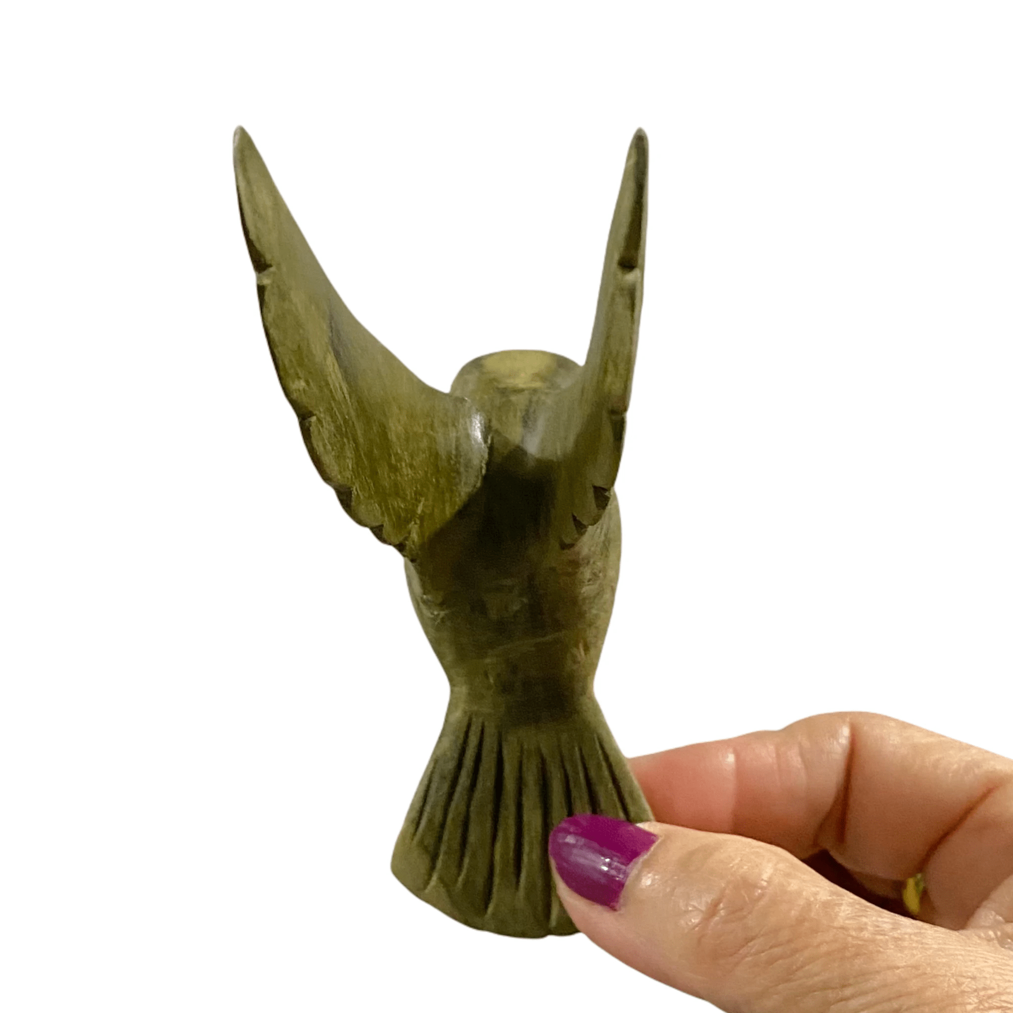 Green Wood Hummingbird Figurine Decoration by Music Frog Co