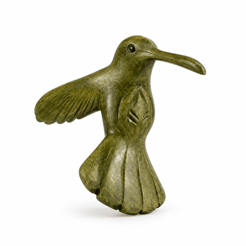 Green Wood Hummingbird Figurine Decoration Wooden Figurine La Vie Bien Green Wood Hummingbird Figurine Decoration