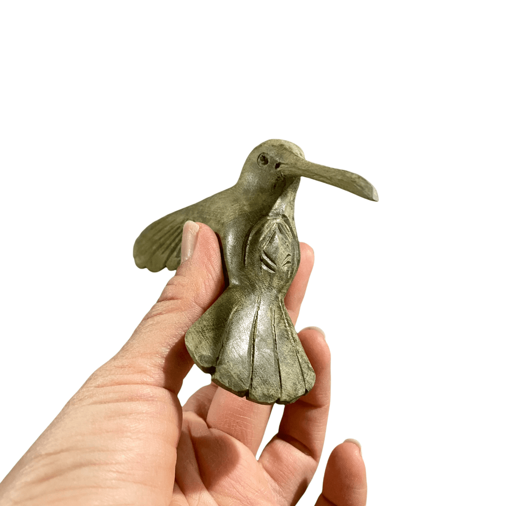 Green Wood Hummingbird Figurine Decoration by Music Frog Co