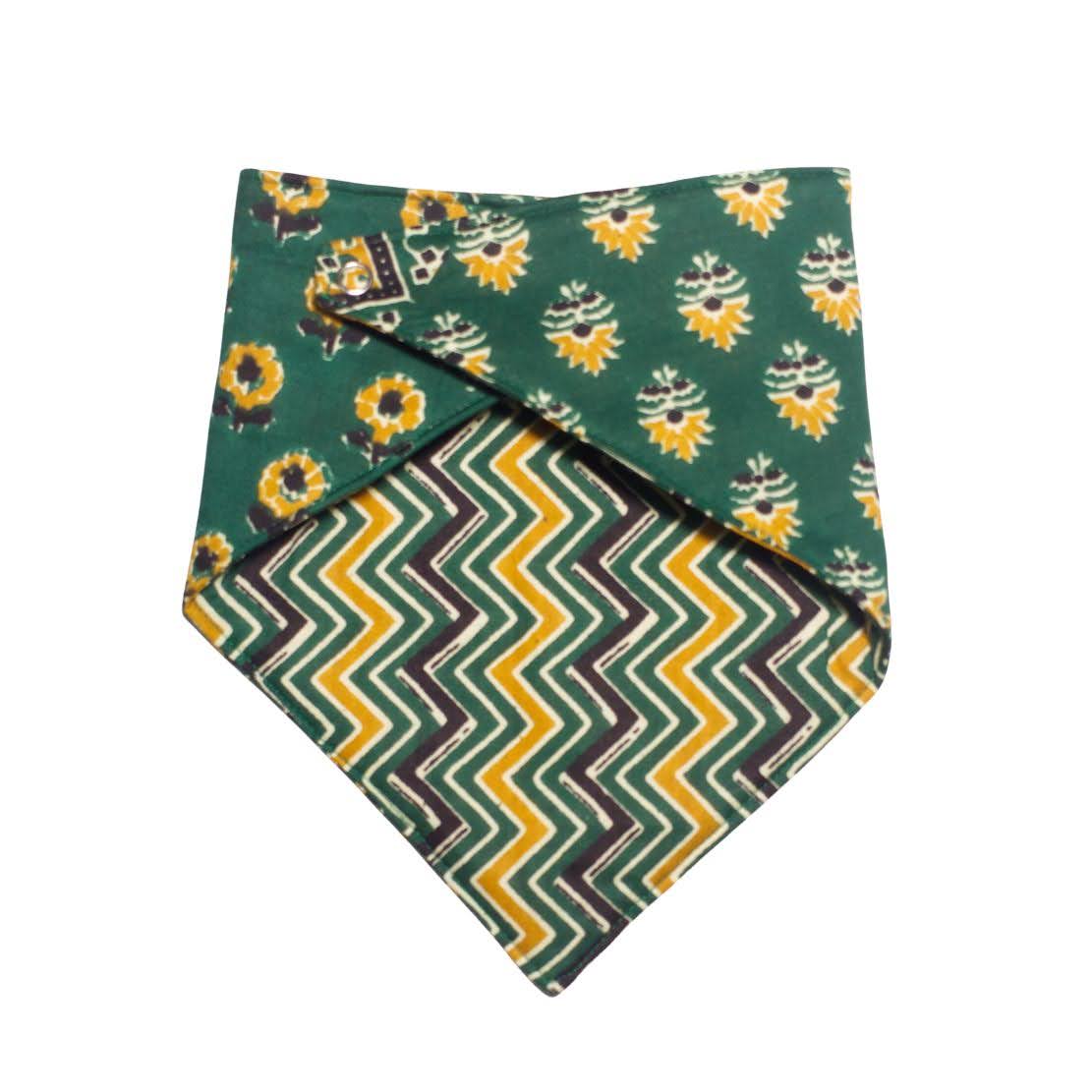 Green Zigzag Reversible Baby Bib Baby Bib La Vie Bien Green Zigzag Reversible Baby Bib