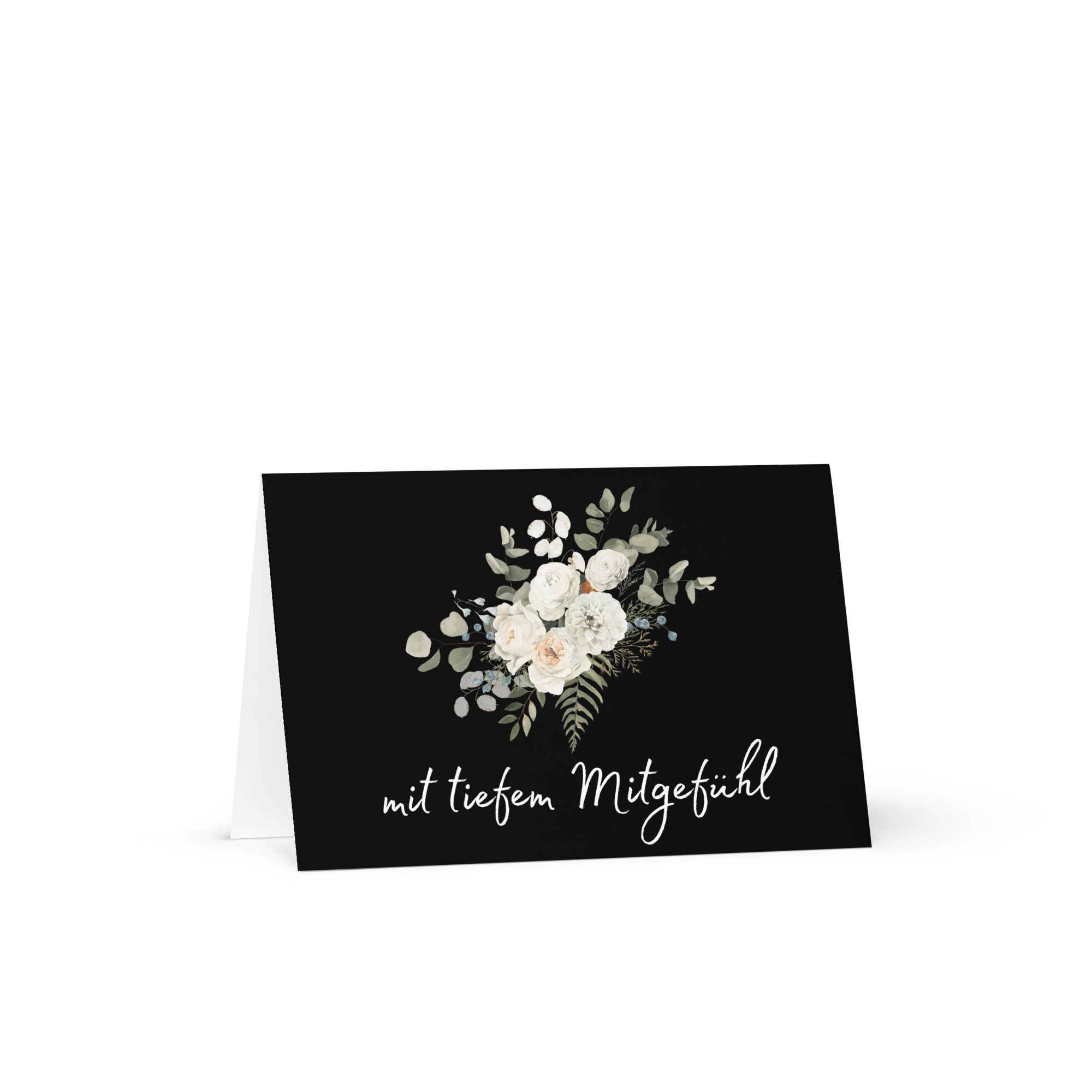 Mit tiefem mitgefühl (With deepest sympathy) German Greeting card - Card for grief - Condolences card black flowers