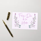 Feliz Día de la Madre Spanish Mother's day greeting card, purple with flower design, envelope included