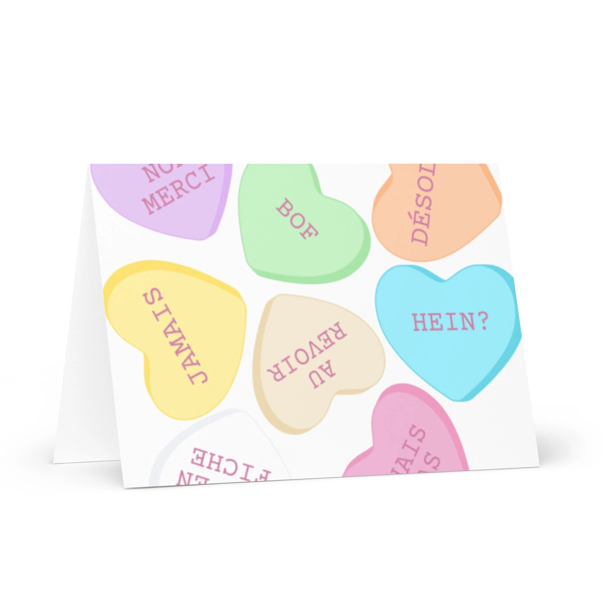 French Valentine's Day candy hearts Greeting card by La Vie Bien