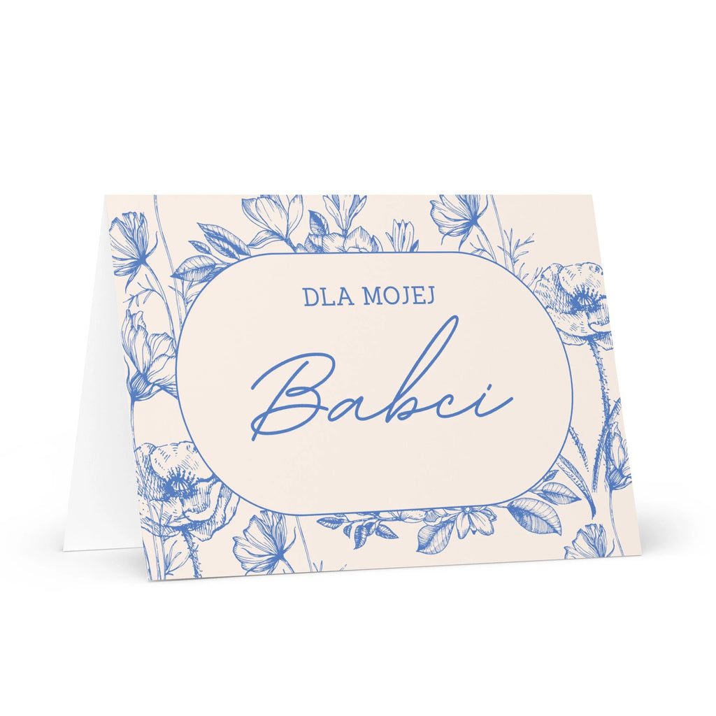Dla mojej babci Polish grandmother birthday Greeting card, elegant floral design with envelope included by La Vie Bien