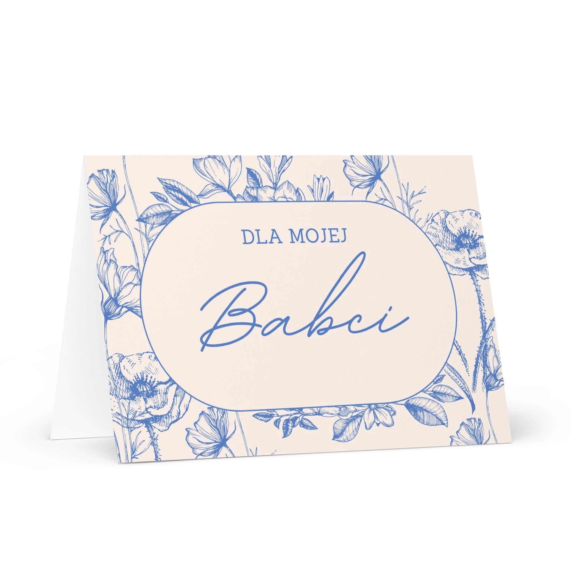 Dla mojej babci Polish grandmother birthday Greeting card, elegant floral design with envelope included by La Vie Bien