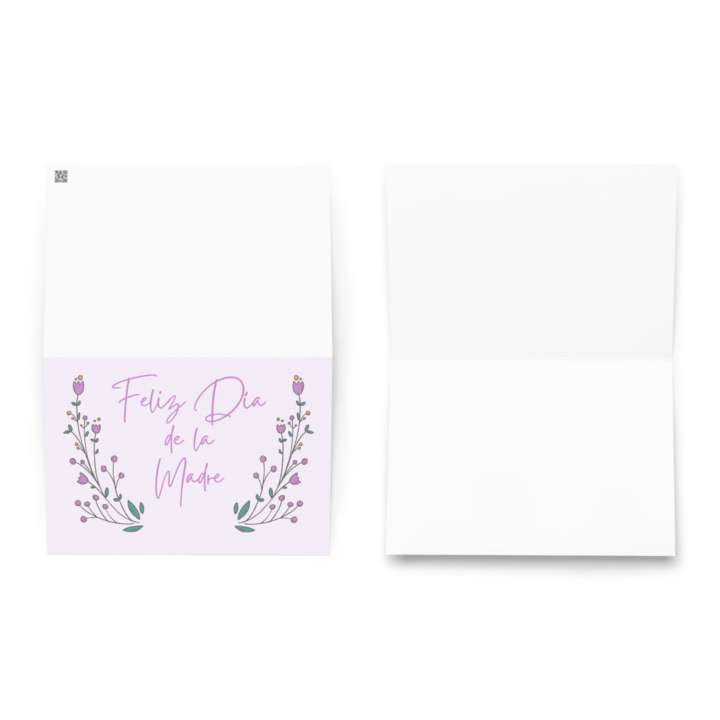 Feliz Día de la Madre Spanish Mother's day greeting card, purple with flower design, envelope included