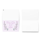 Feliz Día de la Madre Spanish Mother's day greeting card, purple with flower design, envelope included