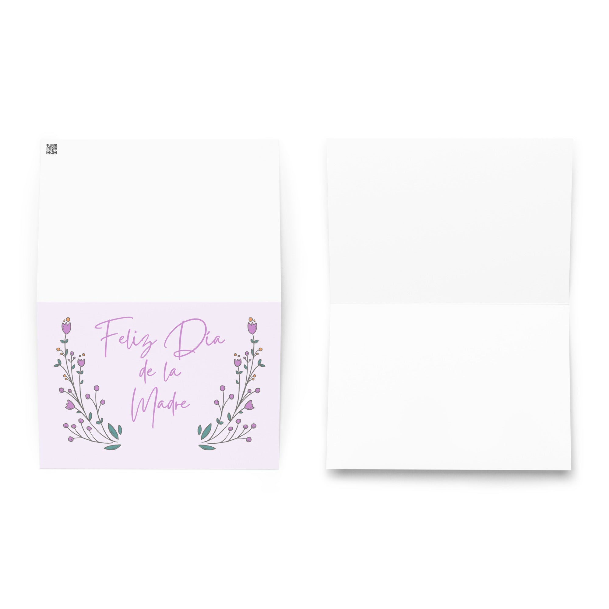 Feliz Día de la Madre Spanish Mother's day greeting card, purple with flower design, envelope included
