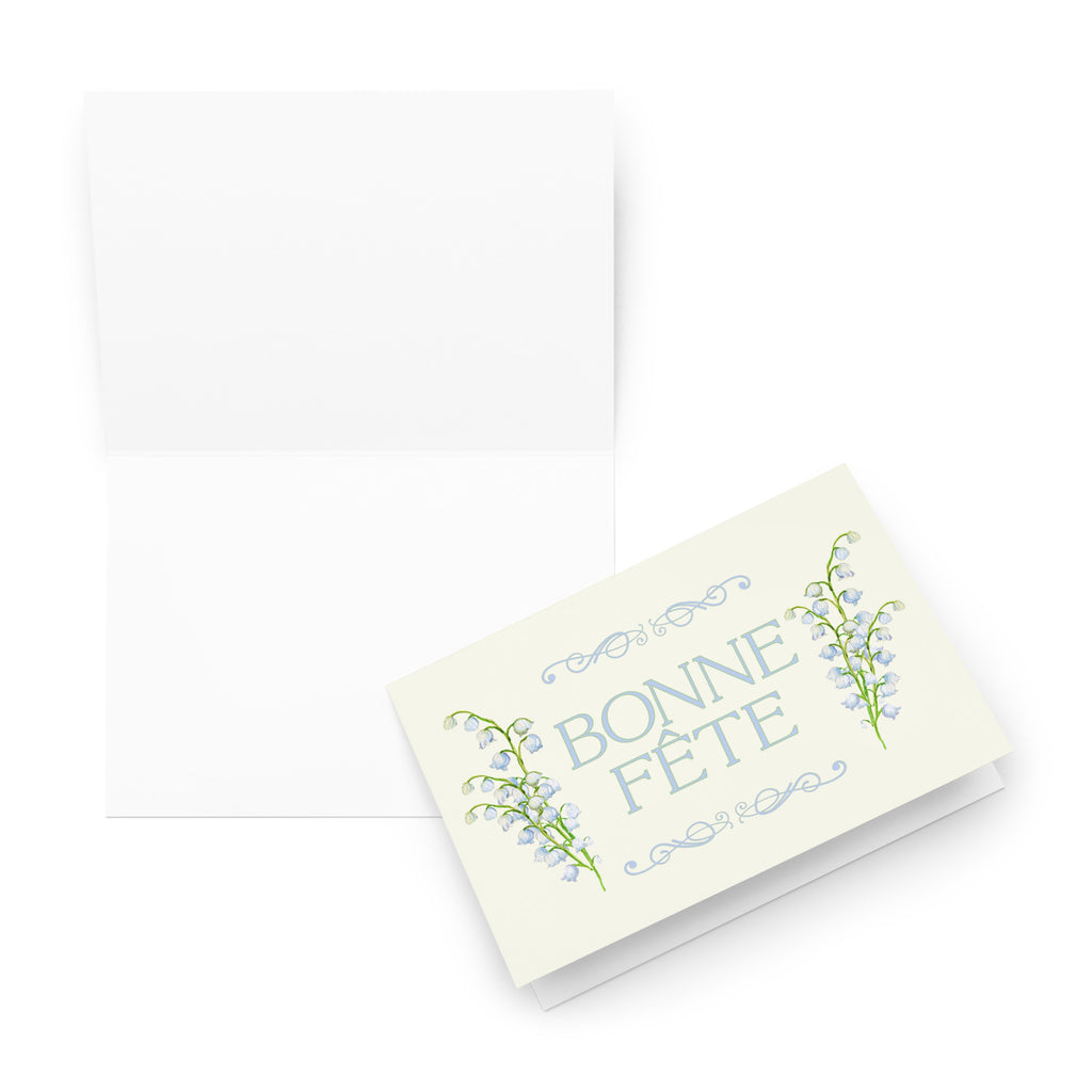 Bonne fête name day Greeting card, elegant floral design, blank inside with envelope