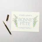 Bonne fête name day Greeting card, elegant floral design, blank inside with envelope
