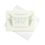 Bonne fête name day Greeting card, elegant floral design, blank inside with envelope