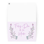Feliz Día de la Madre Spanish Mother's day greeting card, purple with flower design, envelope included